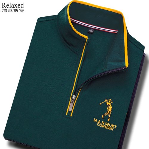 立领半拉链polo衫高尔夫球t恤