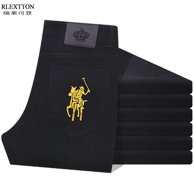 春秋季男士黑色牛仔裤保罗棉质