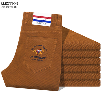 灯芯绒中年咖啡色爸爸厚款休闲裤