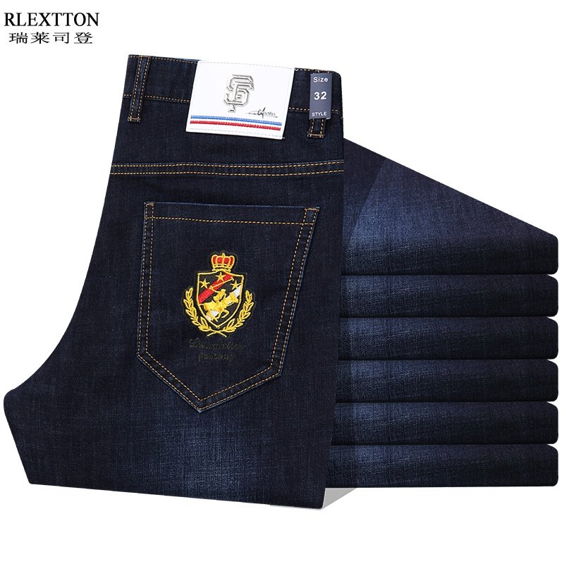 潮牌牛仔裤夏季薄款男裤品牌男装裤高端刺绣宽松大码高档直筒长裤