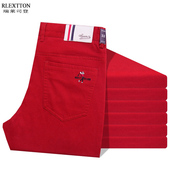 子长裤 裤 正品 品牌男裤 高尔夫直筒休闲裤 高档男装 本命年红色春夏季