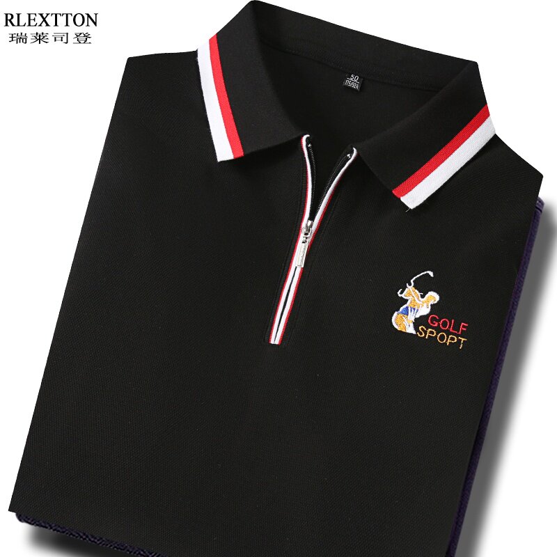 高尔夫长袖T恤男士半拉链POLO衫高端男装翻领上衣服纯棉T品牌春季