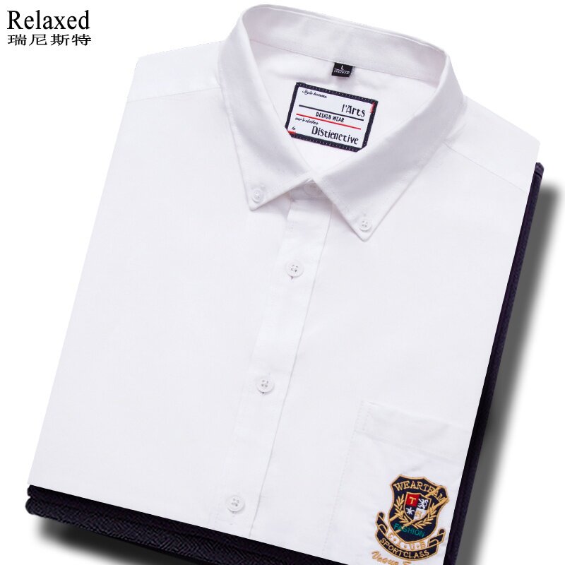春季长袖衬衫白色纯色男装寸衫品牌商务休闲衬衣高档polo刺绣口袋