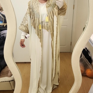 埃及代购博主同款神庙穿搭阿拉伯长袍两件house ofmoda刺绣连衣裙