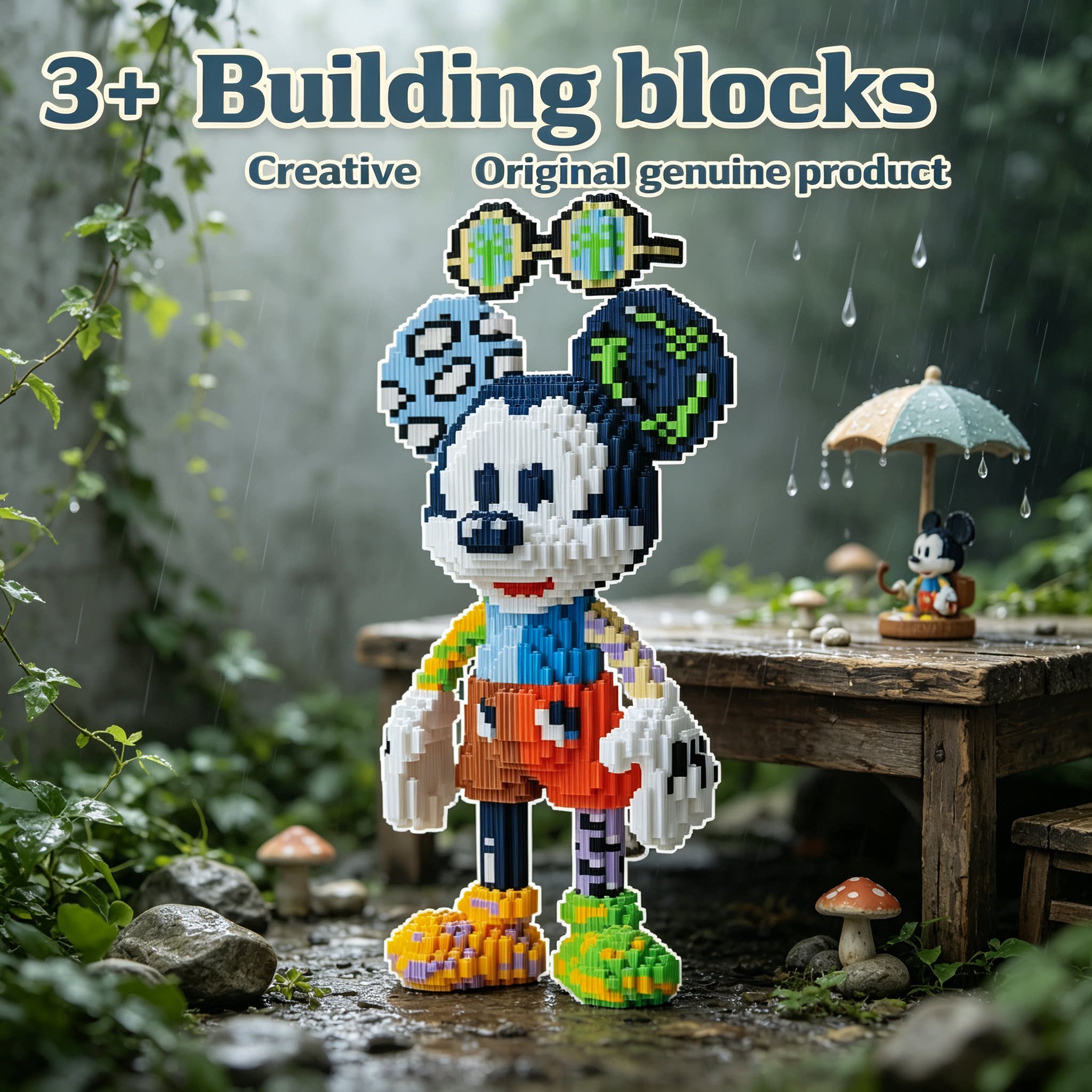 启喜米奇积木3岁+儿童益智拼装玩具手工创意颗粒积木