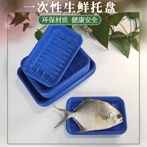 蓝色生鲜托盘鱼盘果蔬视频包装盒