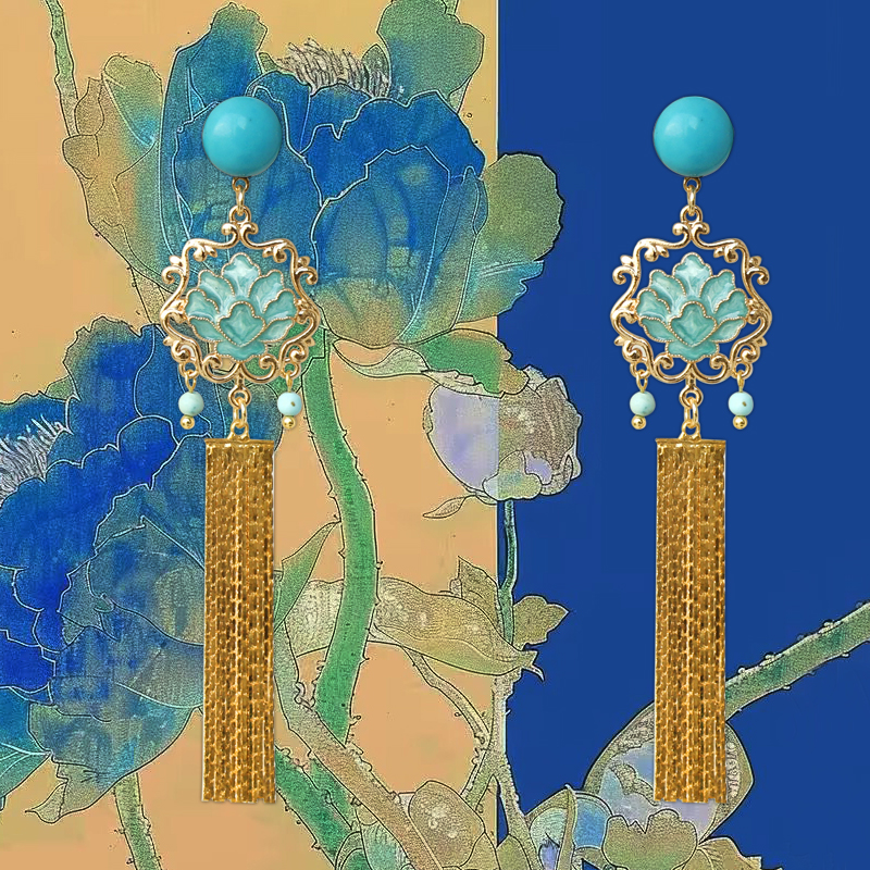 富贵牡丹烧蓝工艺无痛蚊香盘耳夹