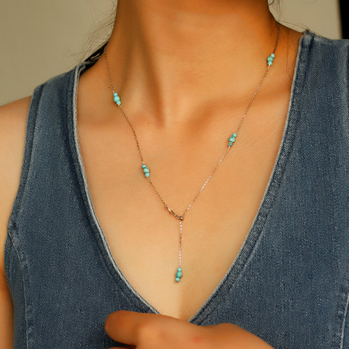 纯银满天星蓝松长款项链高级感