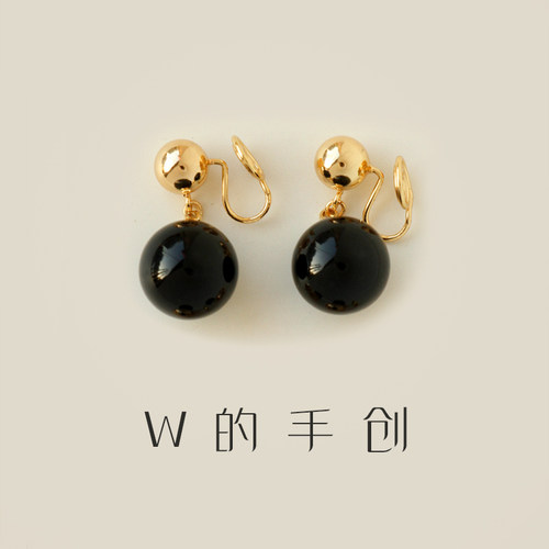 W的手创天然黑玛瑙蚊香盘耳夹