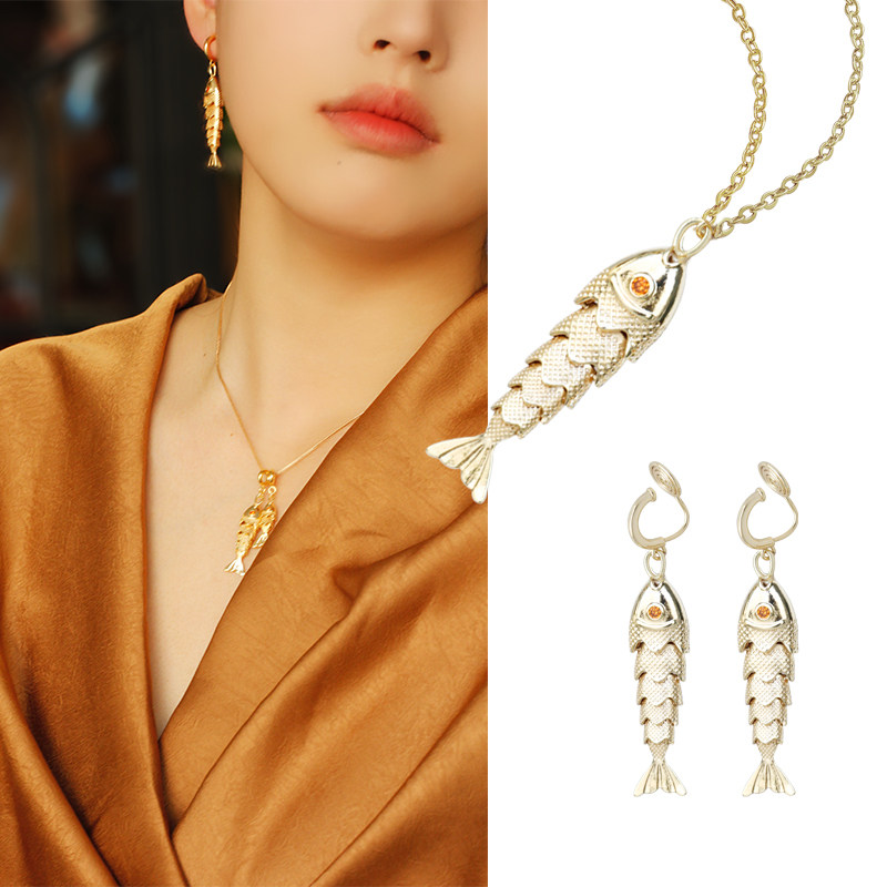 W的手创 好运锦鲤灵动鱼骨高级感无耳洞蚊香盘耳夹迪特气质项链女,饰品/流行首饰/时尚饰品新,项链,淘宝优惠券,粉丝福利购,淘宝优惠卷