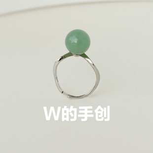 W的手创 原创小众设计东陵玉宝石925银戒指个性优雅指环女送妈妈