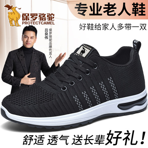 保罗骆驼中老年健步鞋男鞋老人鞋软底休闲鞋旅游运动鞋男爸爸鞋子