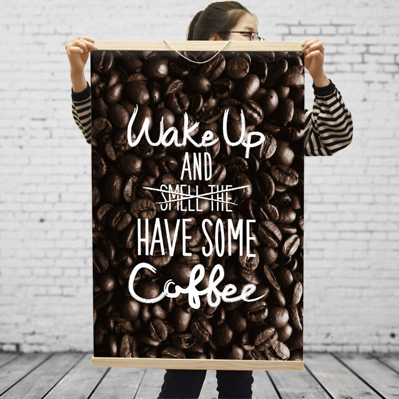 复古怀旧美式咖啡豆油画布装饰画咖啡店咖啡厅咖啡馆挂画海报墙画