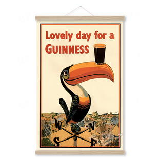 吉尼斯黑啤酒装饰画复古beer油画布啤酒广告海报餐厅家庭酒吧挂画