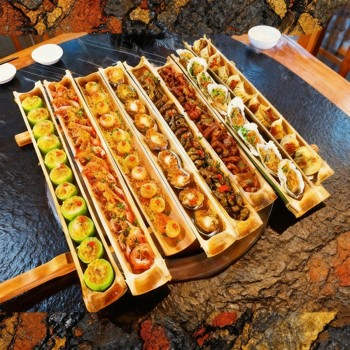 餐饮店对半开竹筒餐具