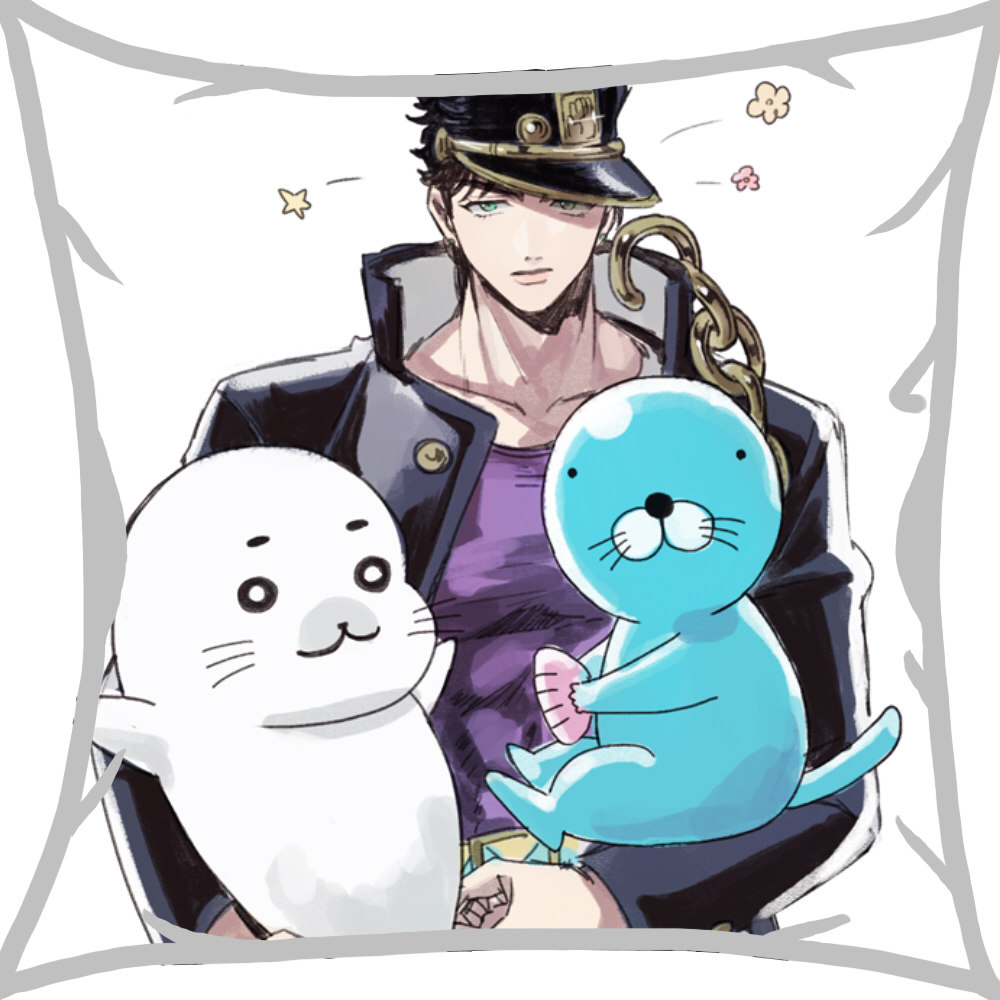 茶猫屋日本动漫周边jojo的奇妙冒险承太郎小海豹方形抱枕满百包邮