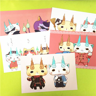 茶猫屋日本动漫卓周边妖怪手表地缚喵cos明信片套装满百包邮新品