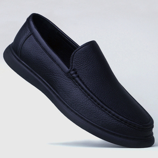 夏季透气镂空高端鹿皮男鞋一脚蹬皮鞋男乐福鞋软底软面真皮男鞋子