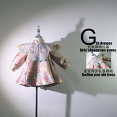 女宝宝国风抓周礼服百日宴装 女童抓周用品周岁女宝加绒 中国风女装