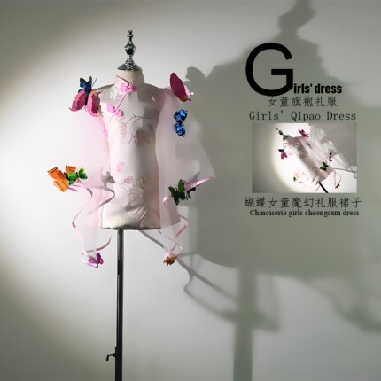 女童旗袍礼服潮女童走秀礼服中国风女装女童国风旗袍小女孩连衣裙