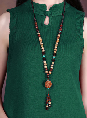 菩提项链民族风复古毛衣链长款流苏百搭吊坠挂绳挂件配饰品秋冬女