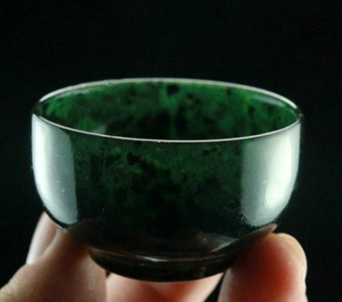 天然墨玉茶杯茶具蓝田玉