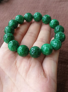 手链缅甸雕花如意干青铁龙生阳