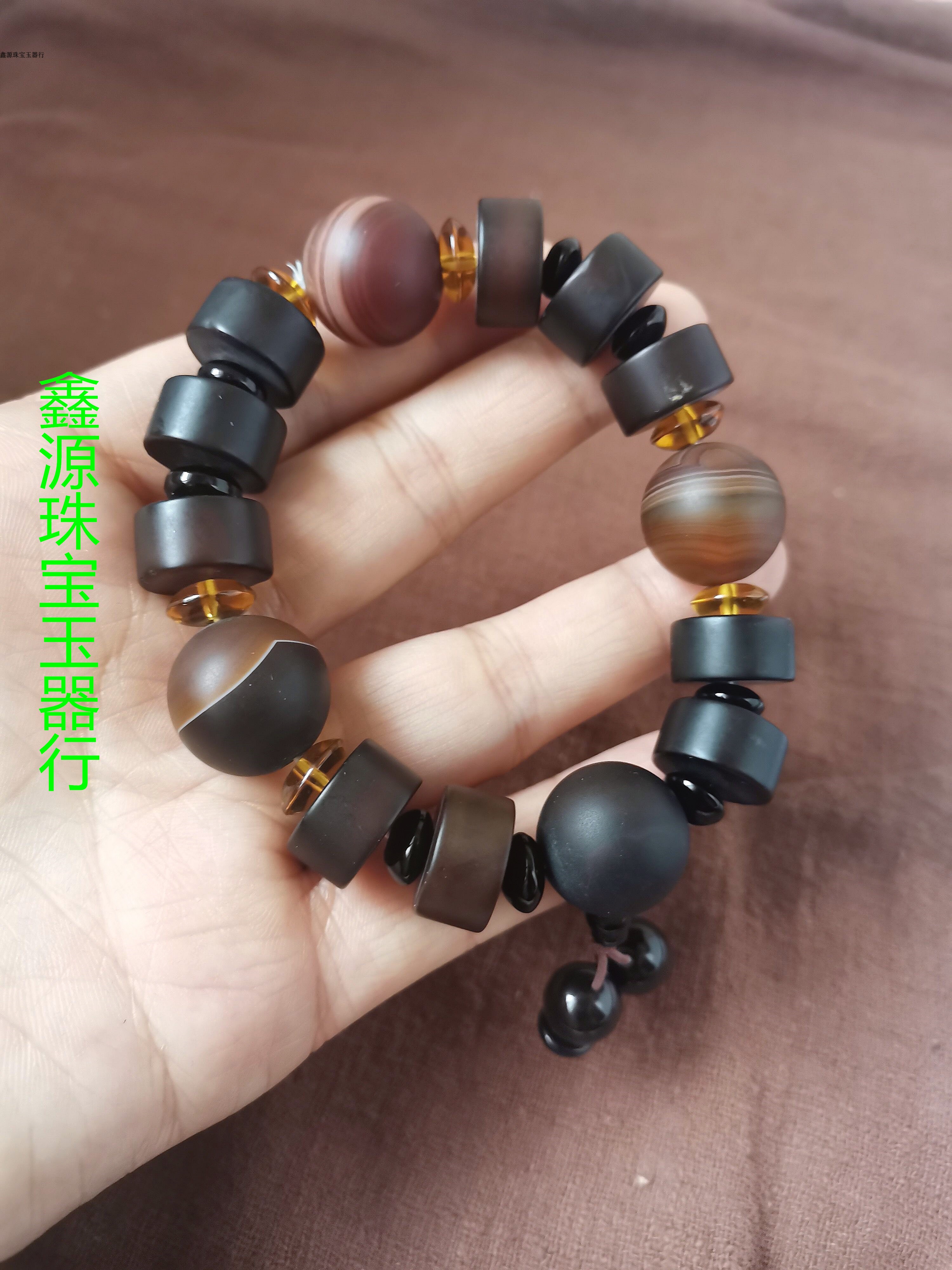 全新包邮黑玛瑙女士水晶男款手链