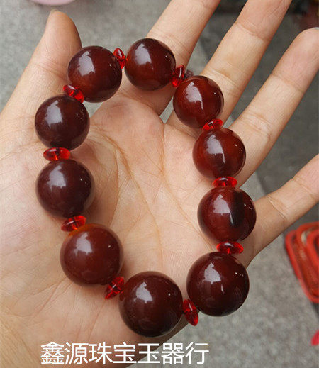 天然西藏牦牛角血丝手串 赤红极似犀牛角牦牛角佛珠男士转运招财