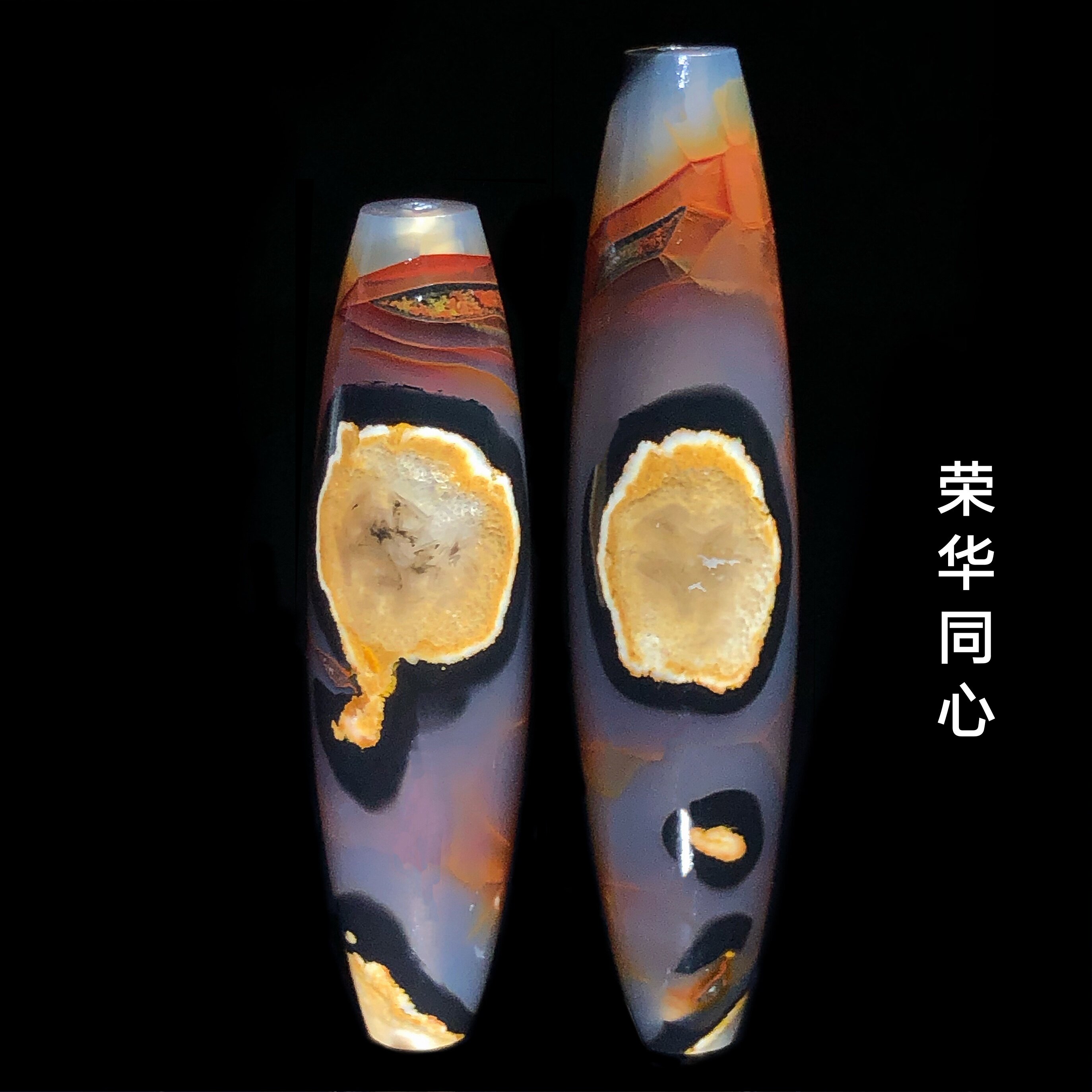 天然蒙天珠荣华同心对珠 情侣款颈饰