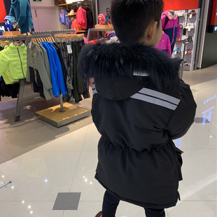 2025新款中长款加厚男女童中大童鹅绒羽绒服狐狸毛连帽冬装外套