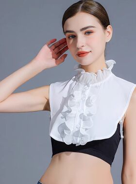 韩版公主风花苞立领衬衫冬假领子女百搭蕾丝衬衣领毛衣装饰打底领