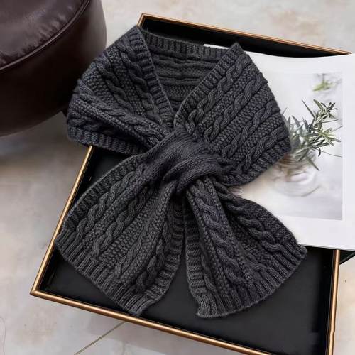 韩版ins保暖针织麻花围脖女生秋冬季懒人交叉小领巾韩版毛线围巾