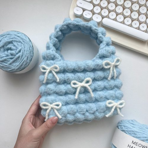 喵言居 | 泡芙包手提毛线钩针diy材料包手工礼物泡芙线糯米慕斯线