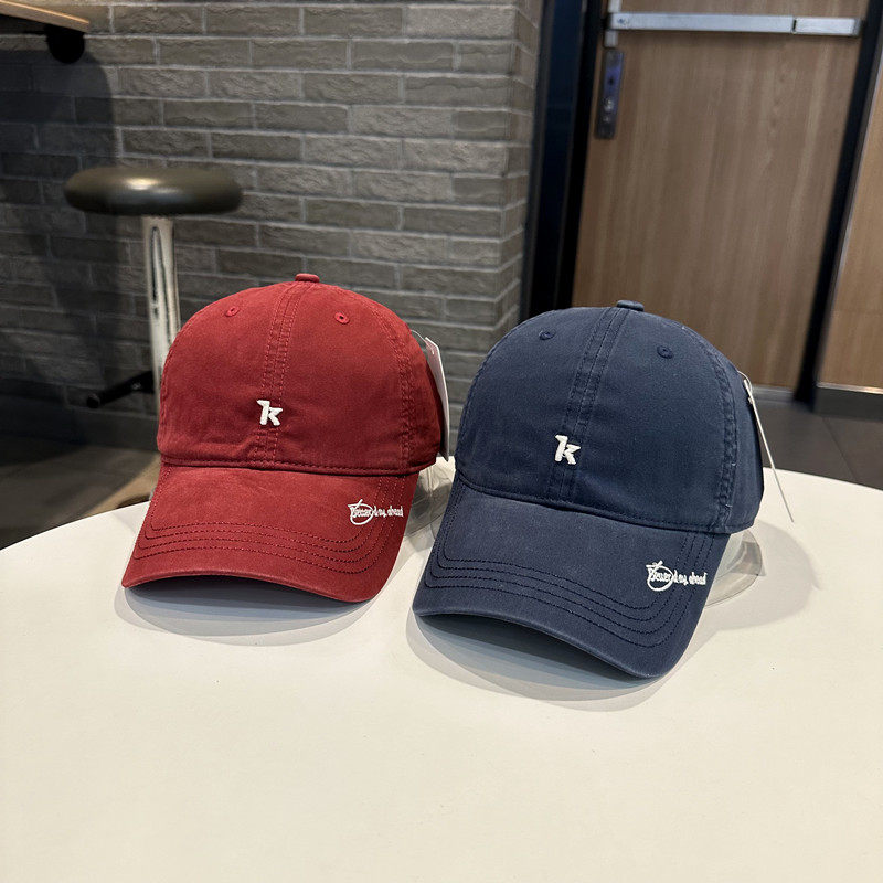 小K字母简约韩版青年棒球帽女时尚帽檐字母刺绣春夏季百搭弯檐帽