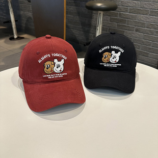 时尚韩版双卡通ins狗头刺绣字母棒球帽春夏季街头青年男女显脸小