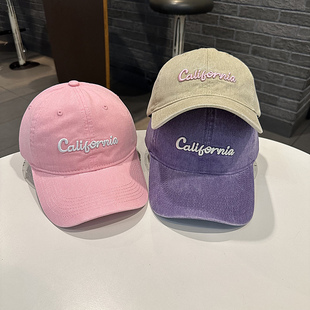 时尚潮搭韩版字母水洗做旧棒球帽街头嘻哈青年男女百搭学生鸭舌帽