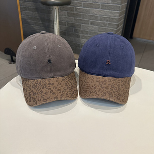 青年显脸小弯檐帽 小R标春秋磨毛棒球帽女街头潮时尚 时尚 豹纹韩版