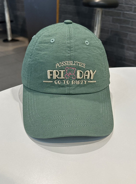 鸭舌帽女春夏季街头可爱小熊FRIDAY字母刺绣韩版街头轻薄款遮阳帽