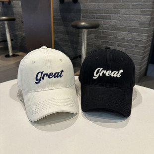Great字母半硬顶棒球帽女街头春夏季青年情侣出游遮阳遮脸弯檐帽