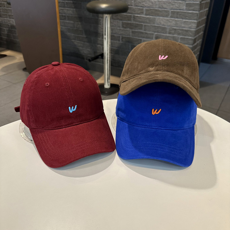 青年情侣百搭W字母磨毛棒球帽