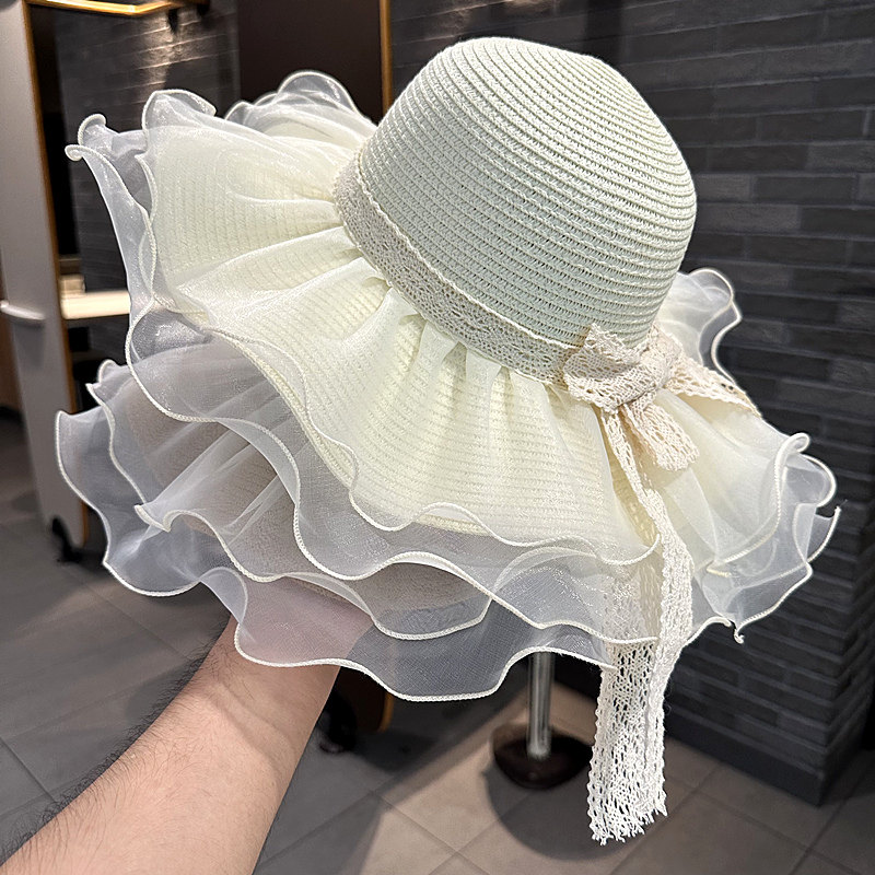 沙滩蕾丝草帽出游优雅女春夏