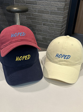鸭舌帽女春夏季街头出游HOPED字母韩版遮阳帽百搭学生棒球帽男