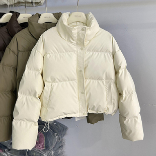 2024冬季高端立领羽绒服女短款加厚保暖90白鸭绒小个子面包服外套
