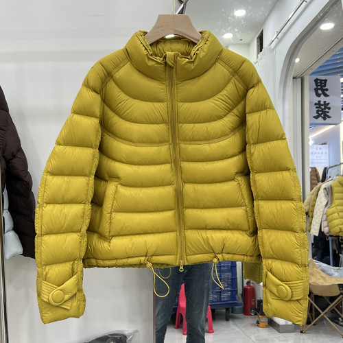 立领短款排骨羽绒服女90白鸭绒