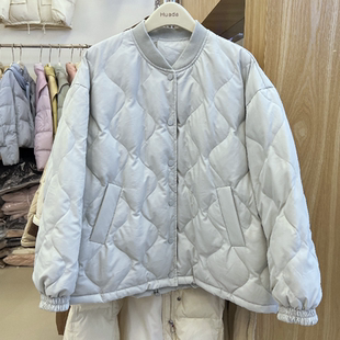 冬季新款韩版棒球领羽绒服女中长款90%白鸭绒小个子时尚保暖外套