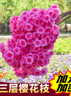 仿真樱花枝加密樱花树梅花梨花桃花枝婚庆塑料花客厅吊顶花藤装饰