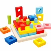 蒙氏几何形状配对积木玩具宝宝早教益智力四五套柱23岁男女孩教具
