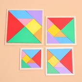 儿童拼图益智学生木质七巧板智力玩具宝宝3 积木玩具 7岁木制拼装