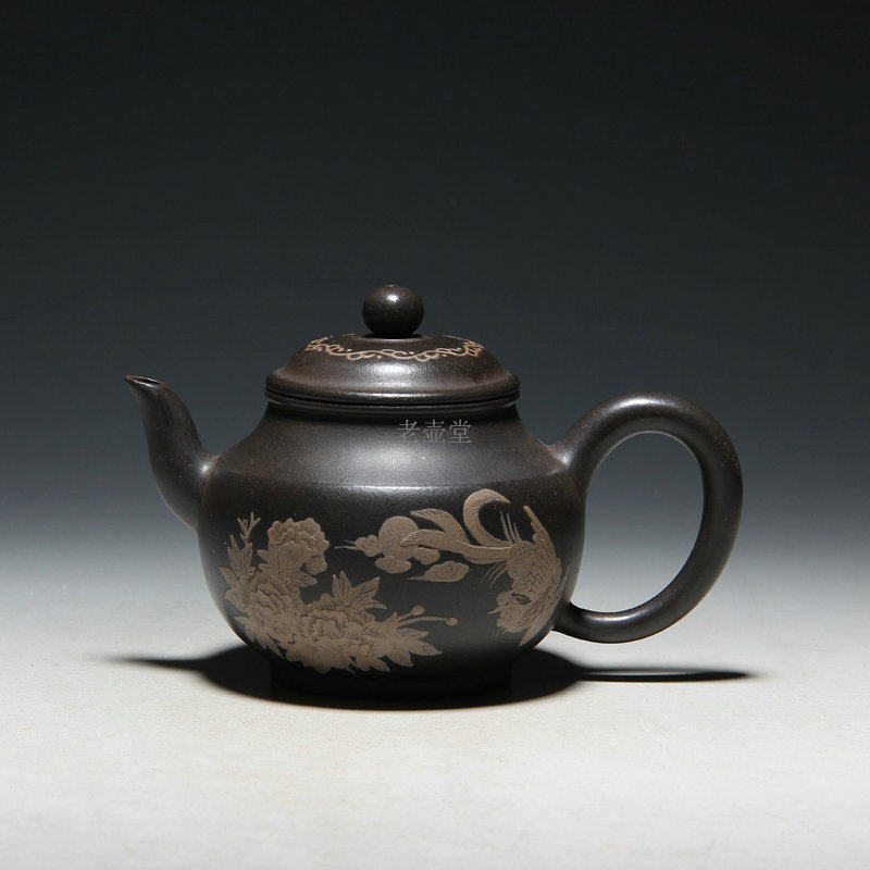 宜兴紫砂老壶 荆山壶隐 顾景舟 秋水壶 黑泥茶壶